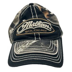 Mathews Solocam Archery Hat Black Camo Strapback Adjustable Cap